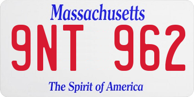 MA license plate 9NT962