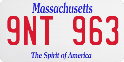 MA license plate 9NT963