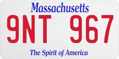 MA license plate 9NT967