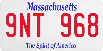 MA license plate 9NT968