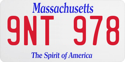 MA license plate 9NT978