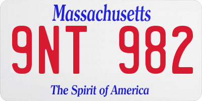MA license plate 9NT982