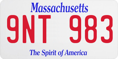 MA license plate 9NT983