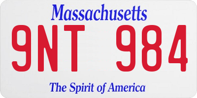 MA license plate 9NT984