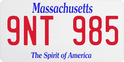 MA license plate 9NT985