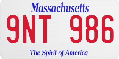 MA license plate 9NT986