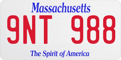 MA license plate 9NT988