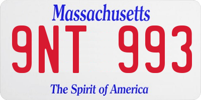MA license plate 9NT993