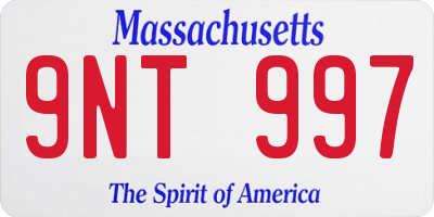 MA license plate 9NT997
