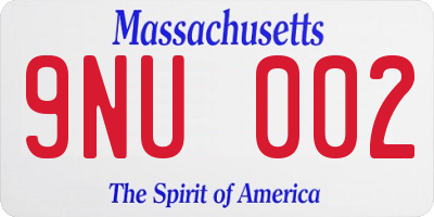 MA license plate 9NU002