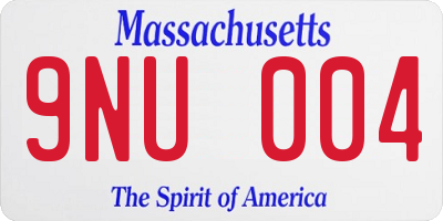 MA license plate 9NU004