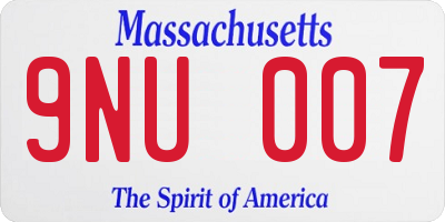 MA license plate 9NU007