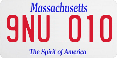 MA license plate 9NU010