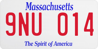 MA license plate 9NU014