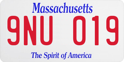 MA license plate 9NU019