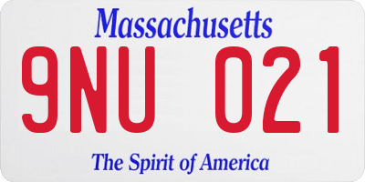 MA license plate 9NU021