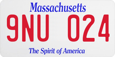 MA license plate 9NU024