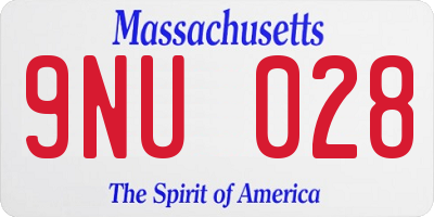 MA license plate 9NU028