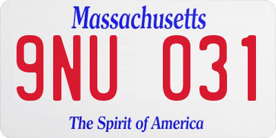 MA license plate 9NU031