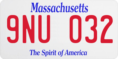 MA license plate 9NU032