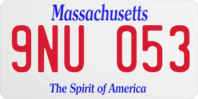 MA license plate 9NU053