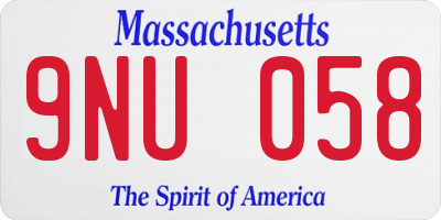 MA license plate 9NU058