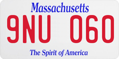 MA license plate 9NU060