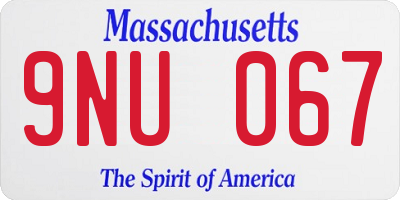 MA license plate 9NU067