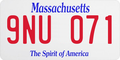 MA license plate 9NU071