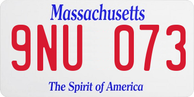MA license plate 9NU073