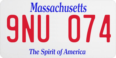 MA license plate 9NU074
