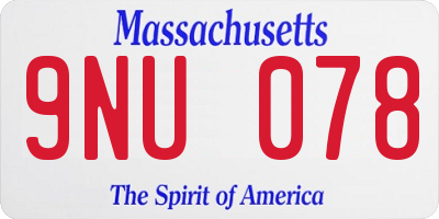 MA license plate 9NU078