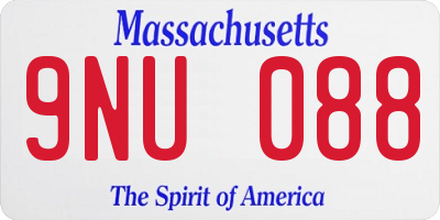 MA license plate 9NU088
