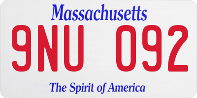 MA license plate 9NU092