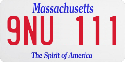 MA license plate 9NU111
