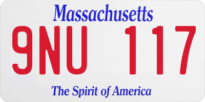 MA license plate 9NU117
