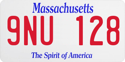 MA license plate 9NU128