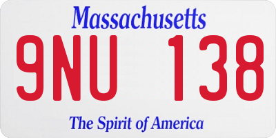 MA license plate 9NU138