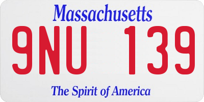 MA license plate 9NU139