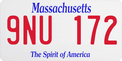 MA license plate 9NU172
