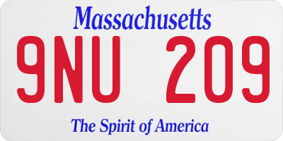 MA license plate 9NU209