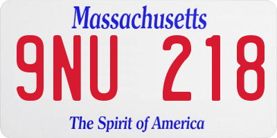 MA license plate 9NU218
