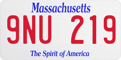 MA license plate 9NU219