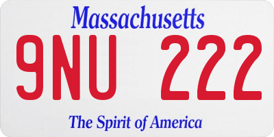 MA license plate 9NU222