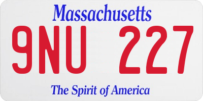 MA license plate 9NU227
