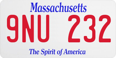 MA license plate 9NU232