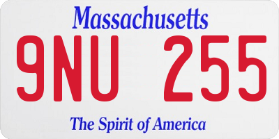 MA license plate 9NU255