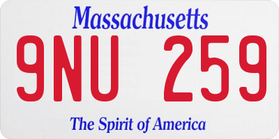 MA license plate 9NU259