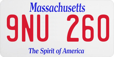 MA license plate 9NU260