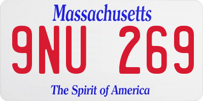 MA license plate 9NU269